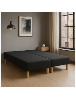 SOMMIER TAPISSIER NOIR 90x200x2 (180x200) FABRICATION FRANÇAISE ARTISANALE PIEDS OFFERTS HAUTEUR avec PIEDS 27 cm