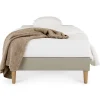 Sommier tapissier PAIMPOL 90 x 190 cm revêtement tissu - Beige