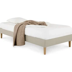 Sommier tapissier PAIMPOL 90 x 190 cm revêtement tissu - Beige