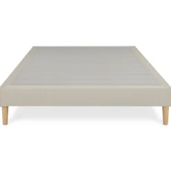 Sommier tapissier QUIMPER 140 x 190 cm revêtement tissu - Beige