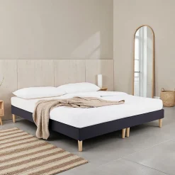 Sommier tapissier RENNES 180 x 200 cm revêtement tissu - Noir