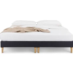 Sommier tapissier RENNES 180 x 200 cm revêtement tissu - Noir