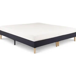 Sommier tapissier RENNES 180 x 200 cm revêtement tissu - Noir