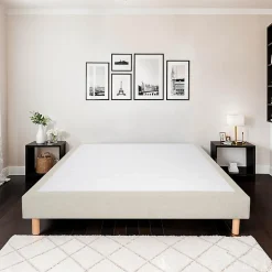 Sommier tapissier Sisal 160x200 cm Epaisseur 18 cm Beige (pieds inclus)