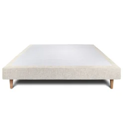 Sommier Tapissier Tissu Beige clair 135x190 H29cm