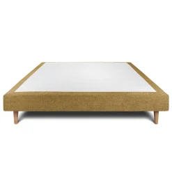 Sommier Tapissier Tissu Jaune 135x190 H29cm