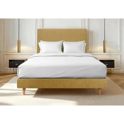 Sommier Tapissier Tissu Jaune 135x190 H29cm