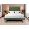 Sommier Tapissier Tissu Vert 135x190 H29cm