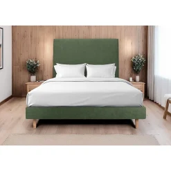 Sommier Tapissier Tissu Vert 135x190 H29cm