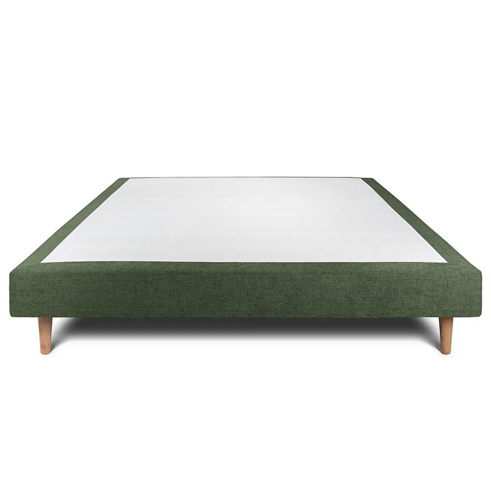 Sommier Tapissier Tissu Vert 140x200 H29cm