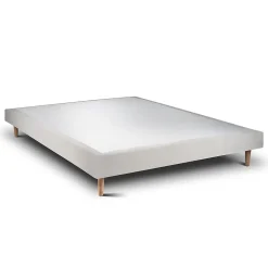 Sommier Tapissier Velours Gris clair 140x190 H29cm