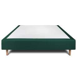 Sommier Tapissier Velours Vert 140x190 H35cm