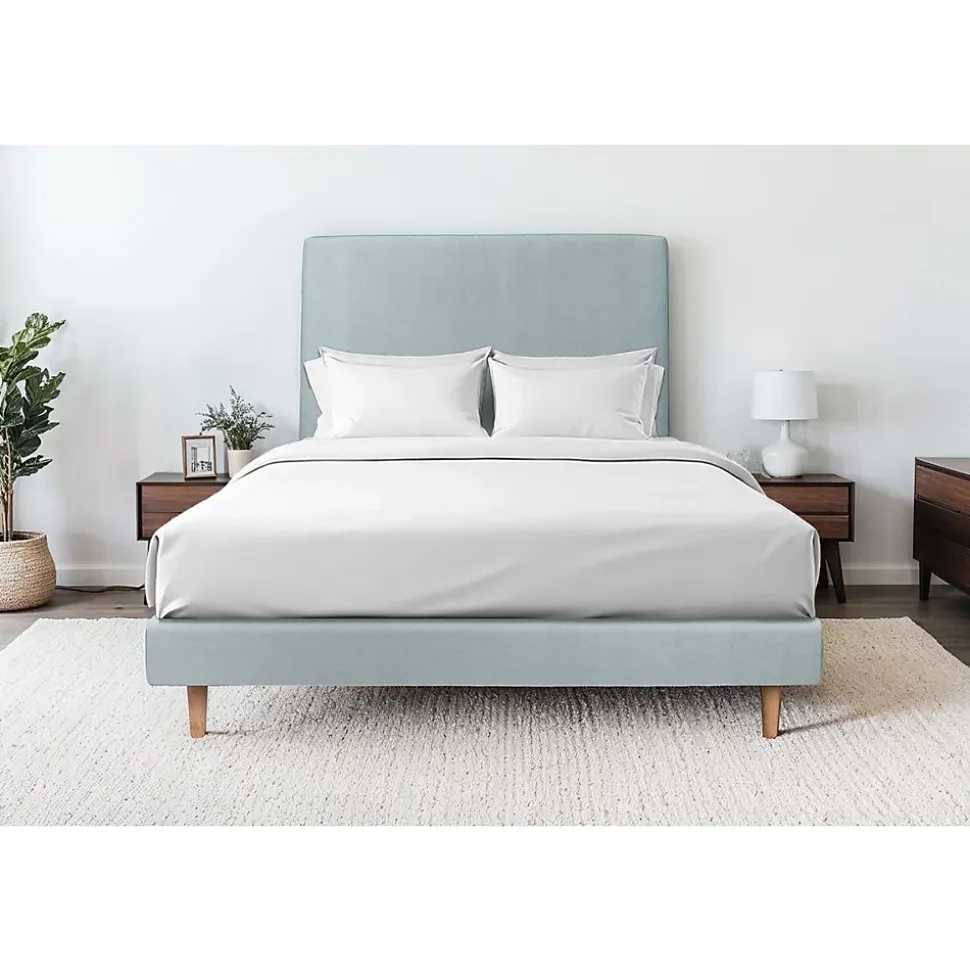 Sommier Tapissier Velours Gris bleuté 140x200 H29cm