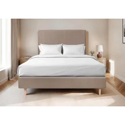 Sommier Tapissier Velours Taupe 140x200 H35cm