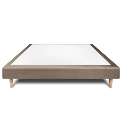 Sommier Tapissier Velours Taupe 135x190 H29cm