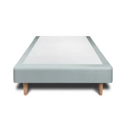 Sommier Tapissier Velours Gris bleuté 90x190 H35cm