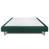Sommier Tapissier Velours Vert 140x190 H29cm