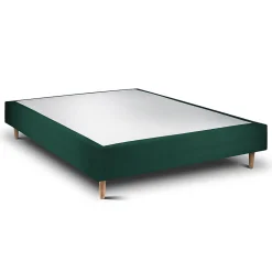 Sommier Tapissier Velours Vert 135x190 H35cm
