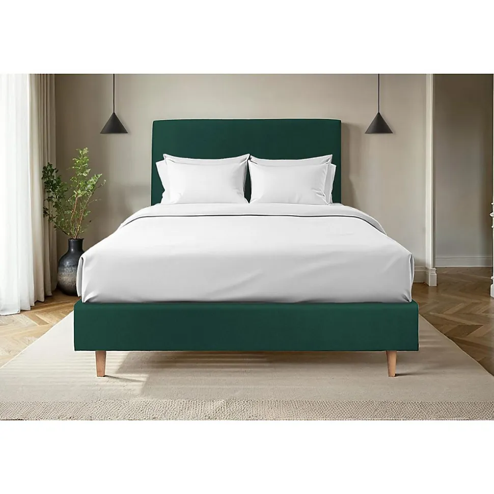 Sommier Tapissier Velours Vert 135x190 H35cm
