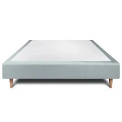 Sommier Tapissier Velours Gris bleuté 160x200 H35cm