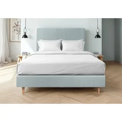 Sommier Tapissier Velours Gris bleuté 160x200 H35cm