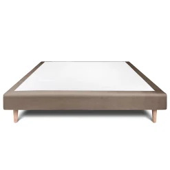 Sommier Tapissier Velours Taupe 150x190 H29cm