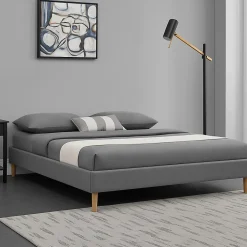 Sommier tapissier 140x190 - 20 cm - 13 lattes - montage rapide et facile - revêtement facile d'entretien - Gregory gris