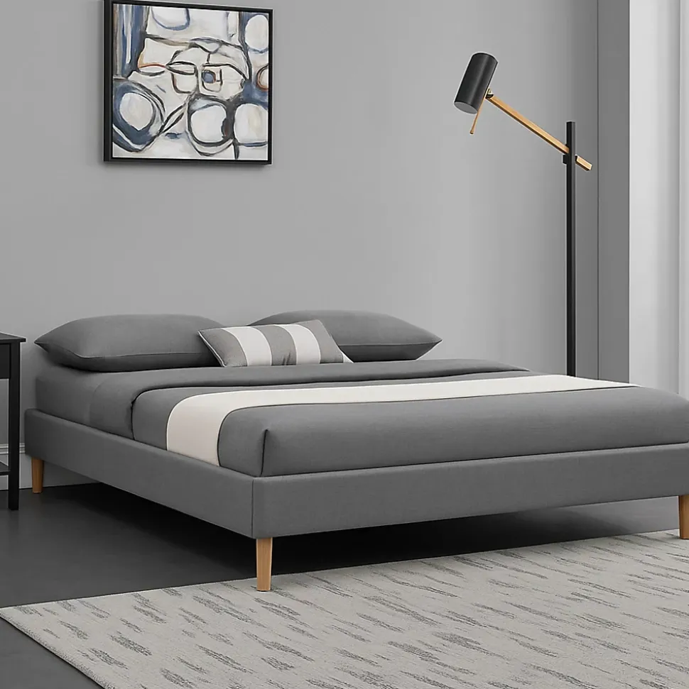 Sommier tapissier 140x190 - 20 cm - 13 lattes - montage rapide et facile - revêtement facile d'entretien - Gregory gris