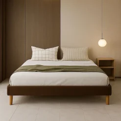 SOMMIER TAPISSIER 140x200 cm - 20 cm - 13 lattes - montage rapide et facile - revêtement facile d'entretien - GREGORY MARRON