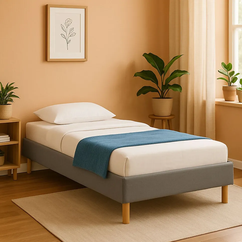 Sommier tapissier 80x200 cm - 20 cm - 13 lattes - montage rapide et facile - revêtement facile d'entretien - SOMMIER GREGORY GRIS