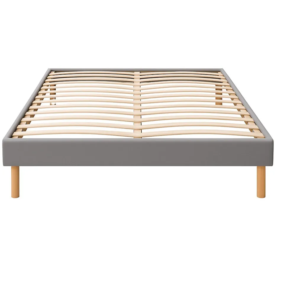 Sommier tapissier 160x200 cm - 20 cm - 13 lattes - montage rapide et facile - revêtement facile d'entretien - SOMMIER GREGORY GRIS