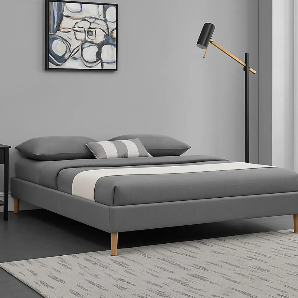 Sommier tapissier 160x200 cm - 20 cm - 13 lattes - montage rapide et facile - revêtement facile d'entretien - SOMMIER GREGORY GRIS