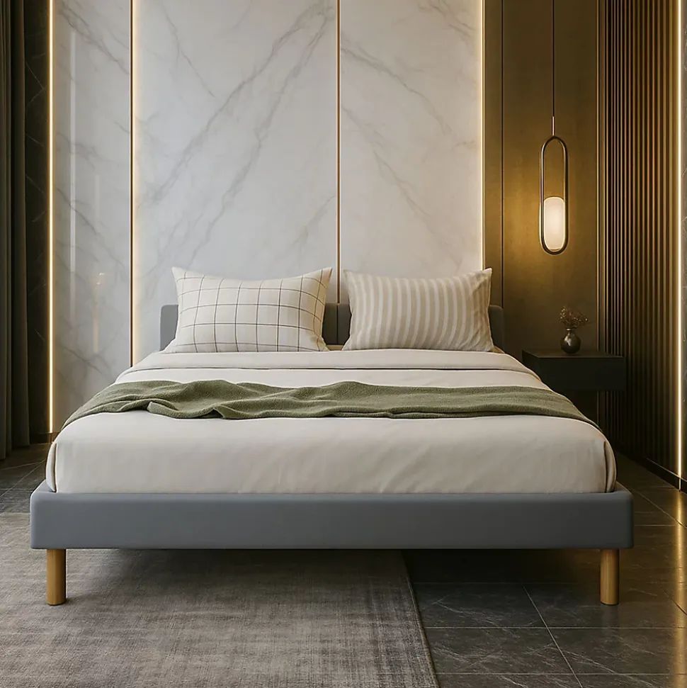 Sommier tapissier 200x200 cm - 20 cm - 13 lattes - montage rapide et facile - revêtement facile d'entretien - SOMMIER GREGORY GRIS