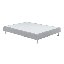 Sommier tapissier 160x200 cm en tissu gris et pieds métal - REMIMOS