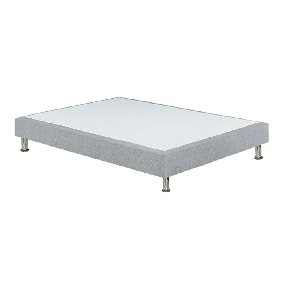 Sommier tapissier 160x200 cm en tissu gris et pieds métal - REMIMOS