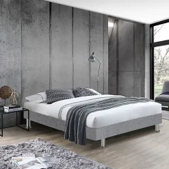 Sommier tapissier 160x200 cm en tissu gris et pieds métal - REMIMOS