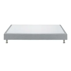 Sommier tapissier 160x200 cm en tissu gris et pieds métal - REMIMOS
