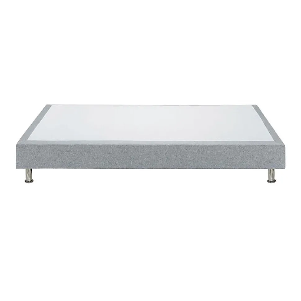 Sommier tapissier 160x200 cm en tissu gris et pieds métal - REMIMOS