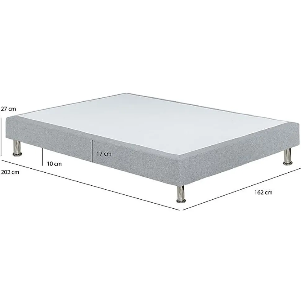Sommier tapissier 160x200 cm en tissu gris et pieds métal - REMIMOS