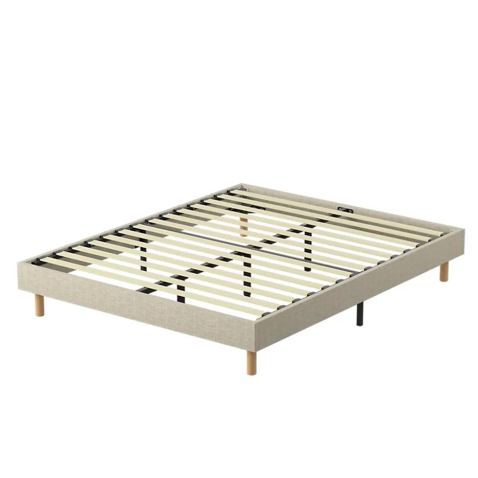 Sommier tapissier 140x190 cm 2x14 lattes, 9 pieds Hauteur du cadre 29 cm