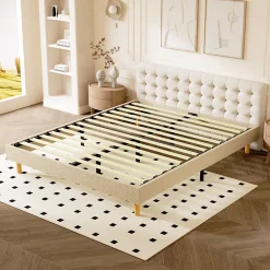 Sommier tapissier 160x200 cm 2x14 lattes,comfort,beige