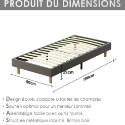 Sommier Tapissier 90x190cm , 14 lattes