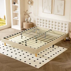 Sommier tapissier 140x200cm, 14 lattes, 9 pieds Hauteur du cadre 29 cm