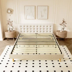 Sommier tapissier 140x200cm, 14 lattes, 9 pieds Hauteur du cadre 29 cm