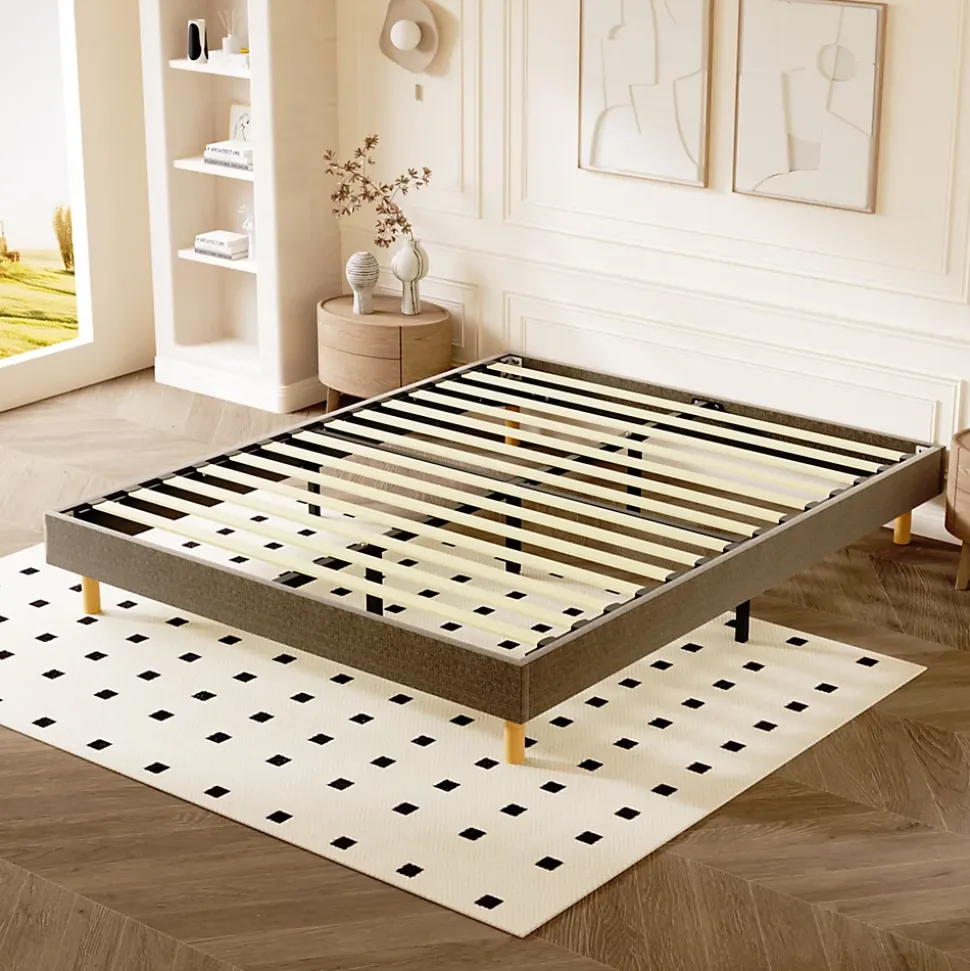 Sommier tapissier 140x200cm, 14 lattes, 9 pieds Hauteur du cadre 29 cm