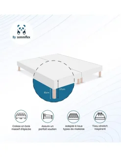 SOMMIER TAPISSIER 100x200x2 (200x200) FABRICATION FRANÇAISE ARTISANALE PIEDS OFFERTS HAUTEUR avec PIEDS 27 cm