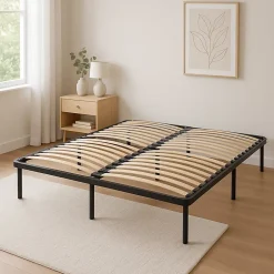 Sommier 200x200 Cadre à Lattes Renforcé Métal 1,4 mm 34 Lattes 9 mm 3,5 cm Confort Optimisé Soutien Réglable 4 Pieds x 29 cm - CAD