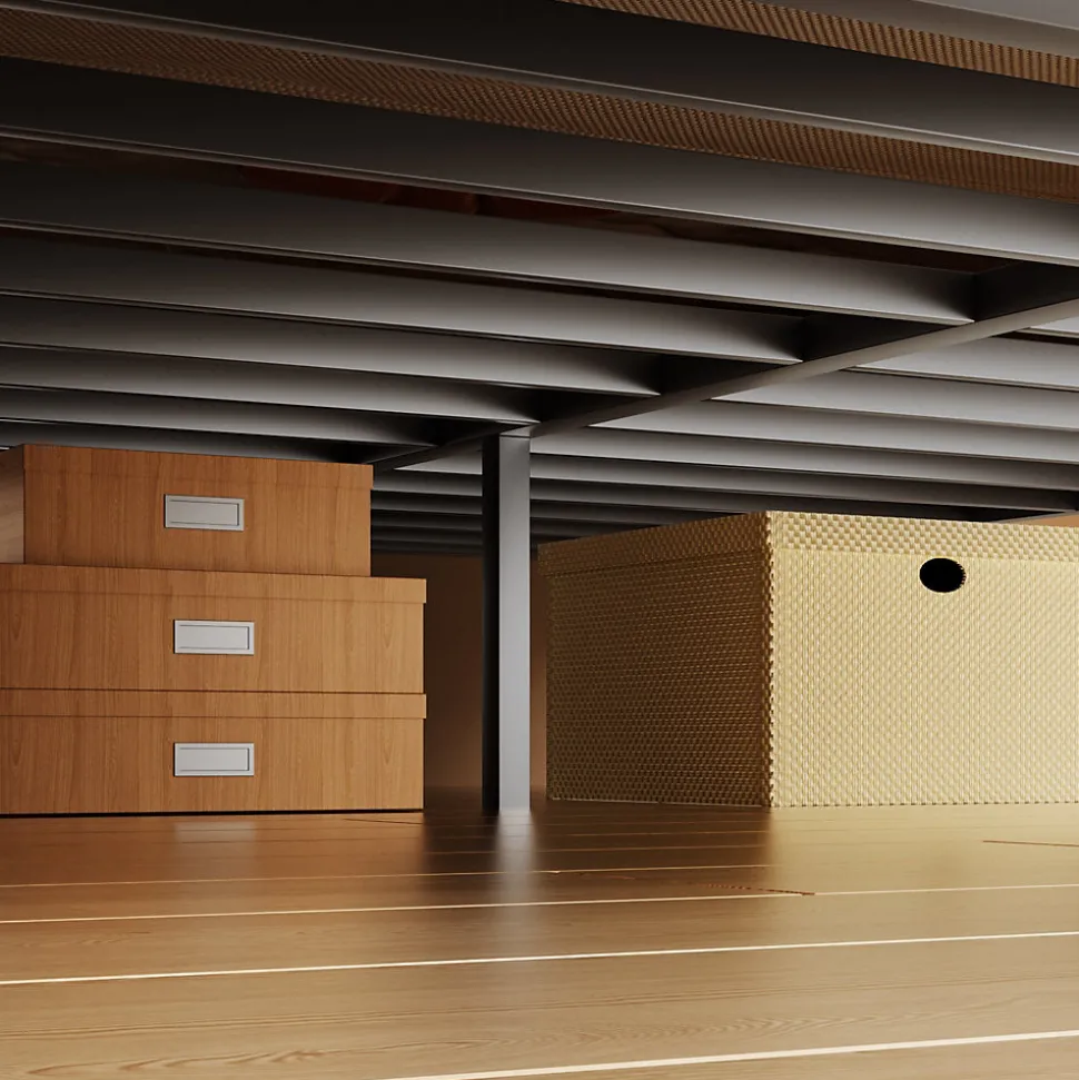 Sommier 140x190, Cadre de Lit 140x190 cm, Hauteur 36 cm pour Rangement, Plateforme en Métal, Lit 140 x 190 avec Sommier