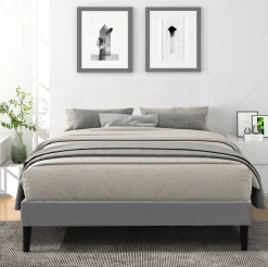 Sommier 140x190 cm - dehoussable - pieds 20 cm - 13 lattes - soutien ferme - confort - usage quotidien - tendance gris