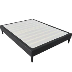 Sommier 140x200 cm dehoussable noir - pieds 20 cm - 2x13 lattes - soutien ferme - confort optimal - usage quotidien -